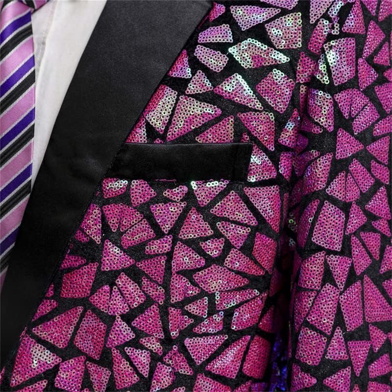 Men's Stylish Blazer Sequins Suit Jacket Allover Sparkle Tuxedo for Men Party Dinner Prom