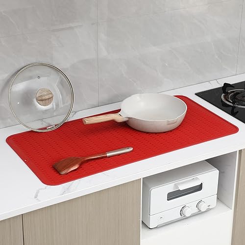 Miniatura 1216 de Tapete de silicona para secado de platos para múltiples usos, fácil de limpiar, ecológico, resistente al calor, tapete de silicona para encimera