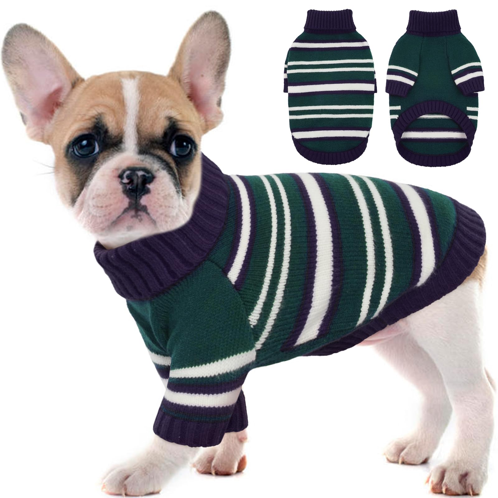 Kuoser XS Dog Jumper Small, Dog Sweater Warm, Knitted Dog Pullover Christmas Dog Jumper, Winter Dog Clothes for Small Dogs, Turtleneck Dog Fleece Coat Soft Dog Sweatshirt, Pet Christmas Outfit