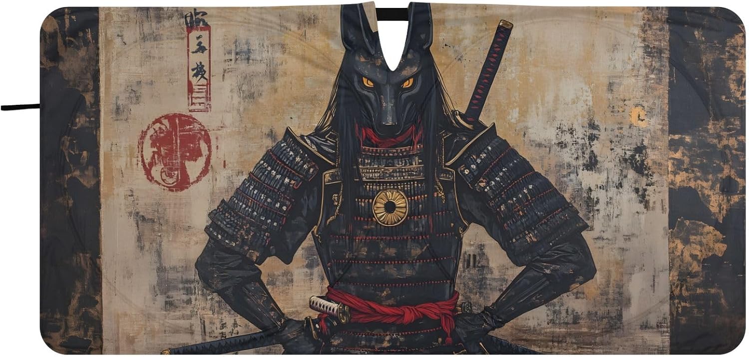 Anubis Samurai Sun Shade for Car Windshield, Foldable UV-Blocking Heat Insulation Shading for Auto Front Rear Small