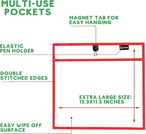 Miniatura 6 de Bolsillos magnéticos de borrado en seco (paquete de 30) - Paisaje - Fundas de bolsillo transparentes de borrado en seco, soportes para boletos de