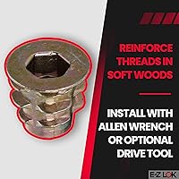 Vista 3 de E-Z LOK Inserto roscado para madera blanda, insertos de rosca hexagonal de zinc 10-32 roscas internas, 0.394 pulgadas de longitud, paquete de 50