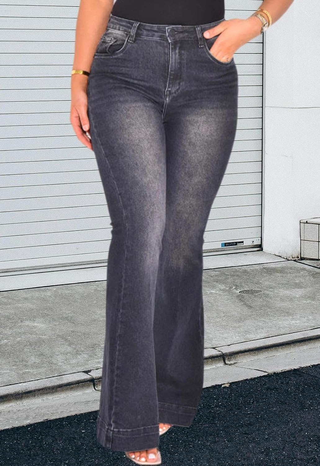 CutieLove Women's Flare Bell Bottom Jeans High Waisted Wide Leg Jeans Stretchy Denim Pants - Image 4