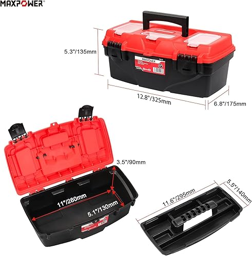 Vista 16 de MAXPOWER Cajas de herramientas con bandejas de herramientas extraíbles, caja de herramientas portátil para organizadores de herramientas