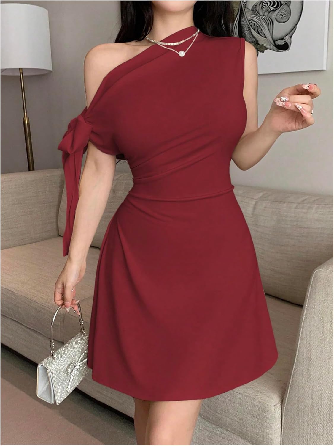 Floerns Women's Knot Side Off The Shoulder Formal Dress Wedding Guest A Line Dresses - Image 5