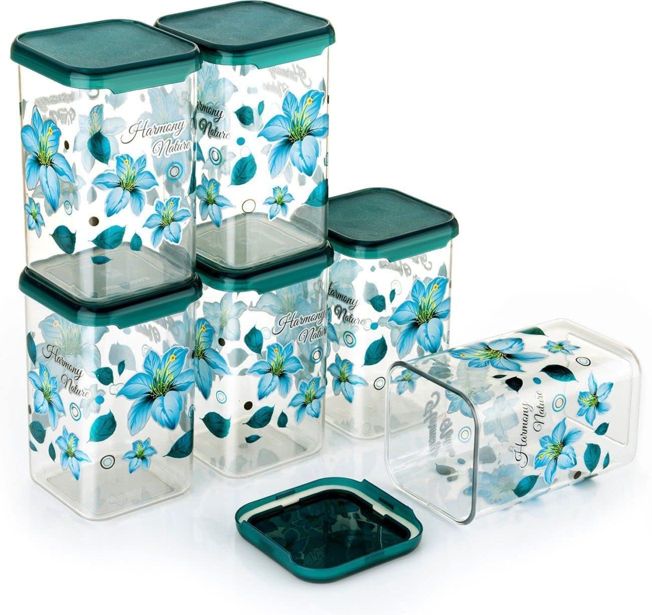 Contenedor de almacenamiento de cocina de forma cuadrada irrompible, contenedor de almacenamiento de alimentos, dispensador de cereales, contenedor de aperitivos, recipiente de plástico juego