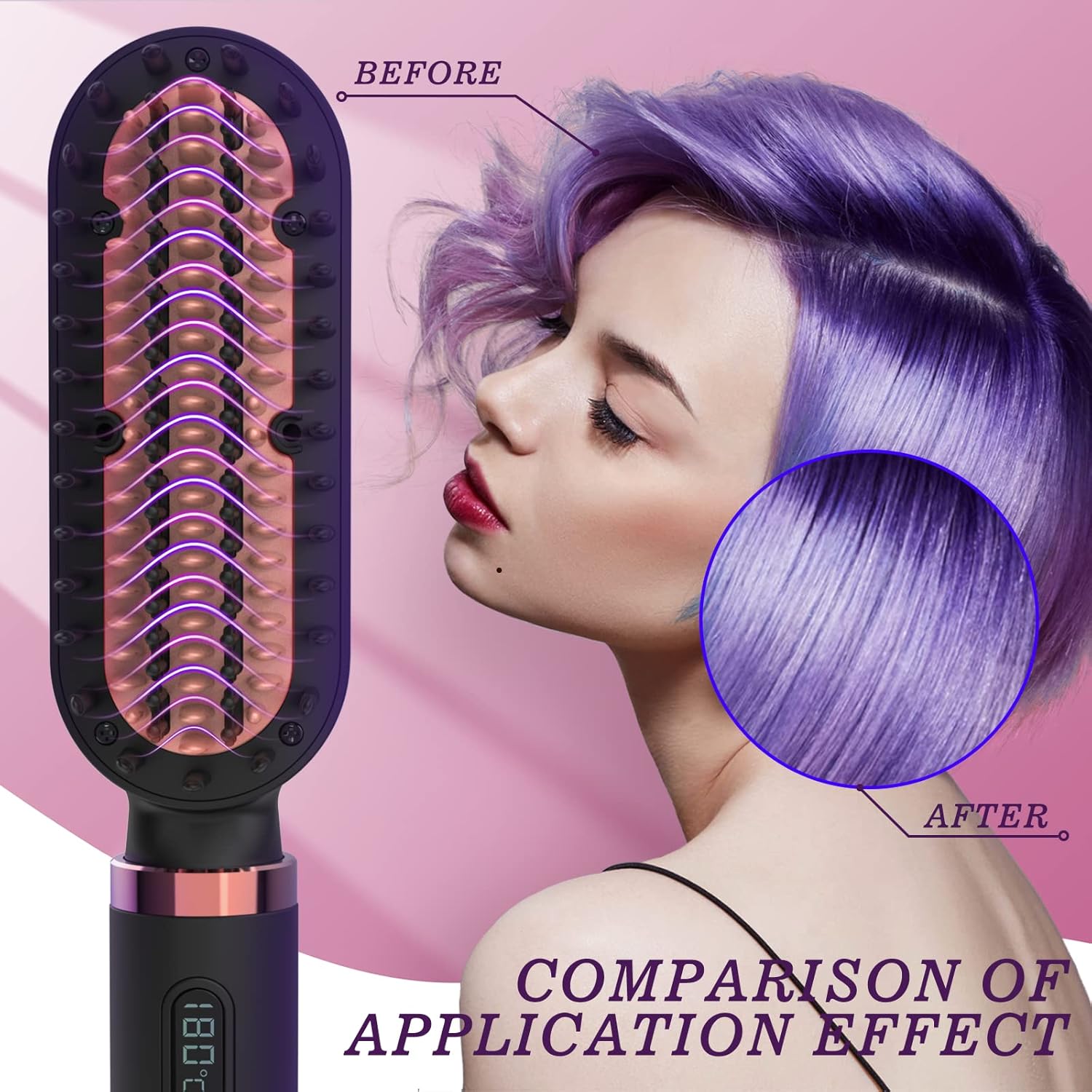 Hair Straightener Brush,DipRevo® Hair Straightener Comb with Anti-Scald,2-in-1 Hair Straightener Styling Comb with LCD Display ,Fast Ceramic Heating,Auto-Off,Black : Beauty & Personal Care