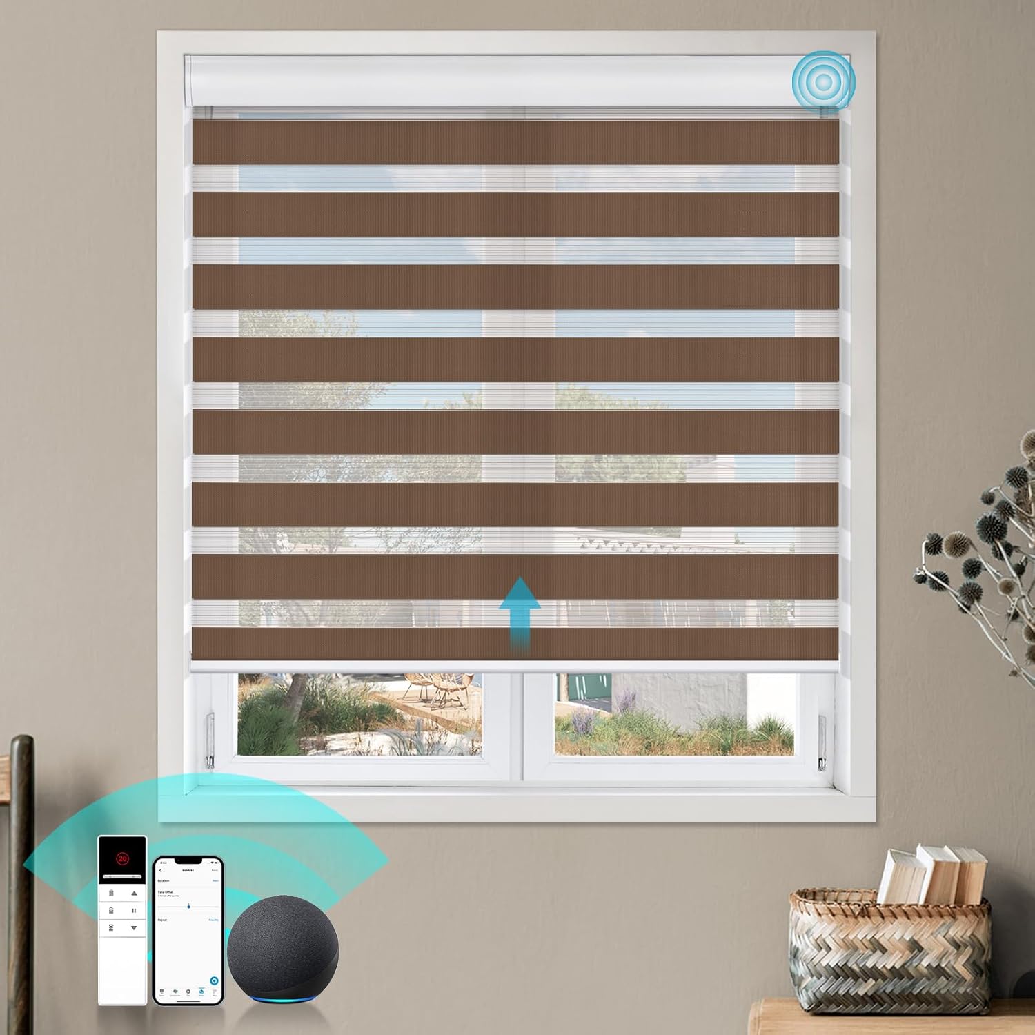 MiLin Motorized Zebra Blinds for Windows Smart Cordless