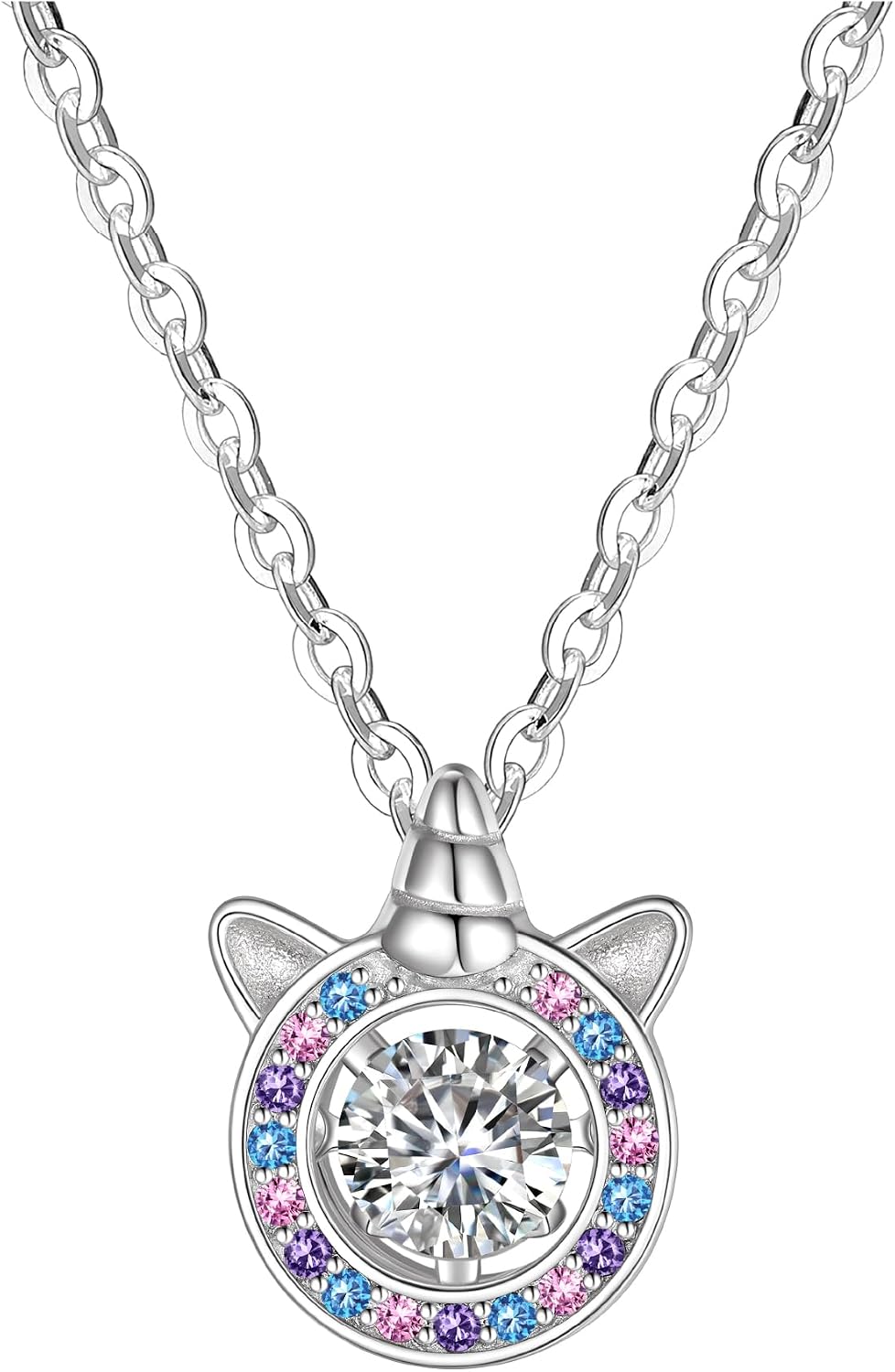 JustBeingCute Birthstone Necklace for Girls Unicorn Gifts Birthday Jewelry