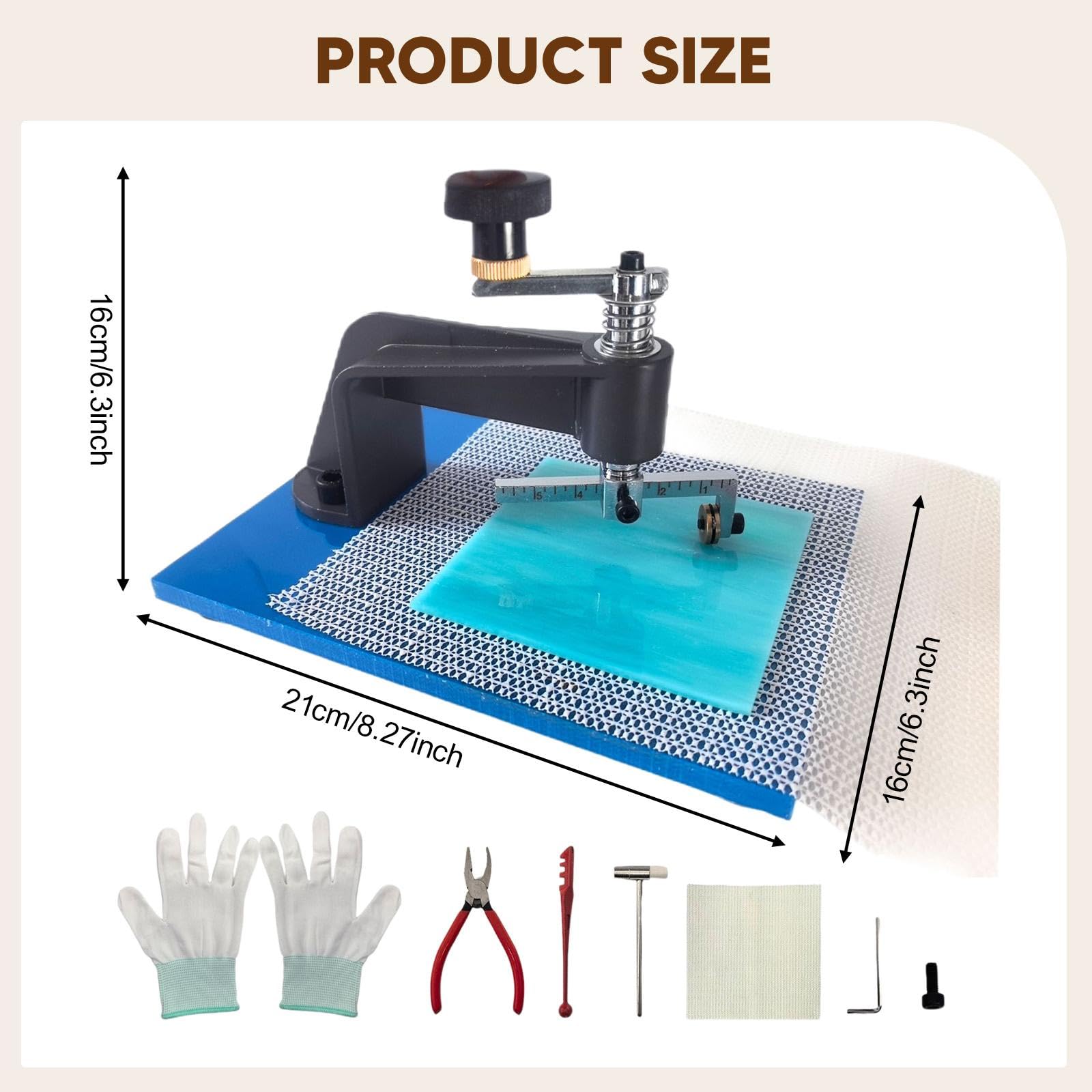 Tagliavetro Circolare con Distribuzione Precisa Della Pressione, Design Ergonomico, Piastra, Pinze E Tappetino Antiscivolo per Hob