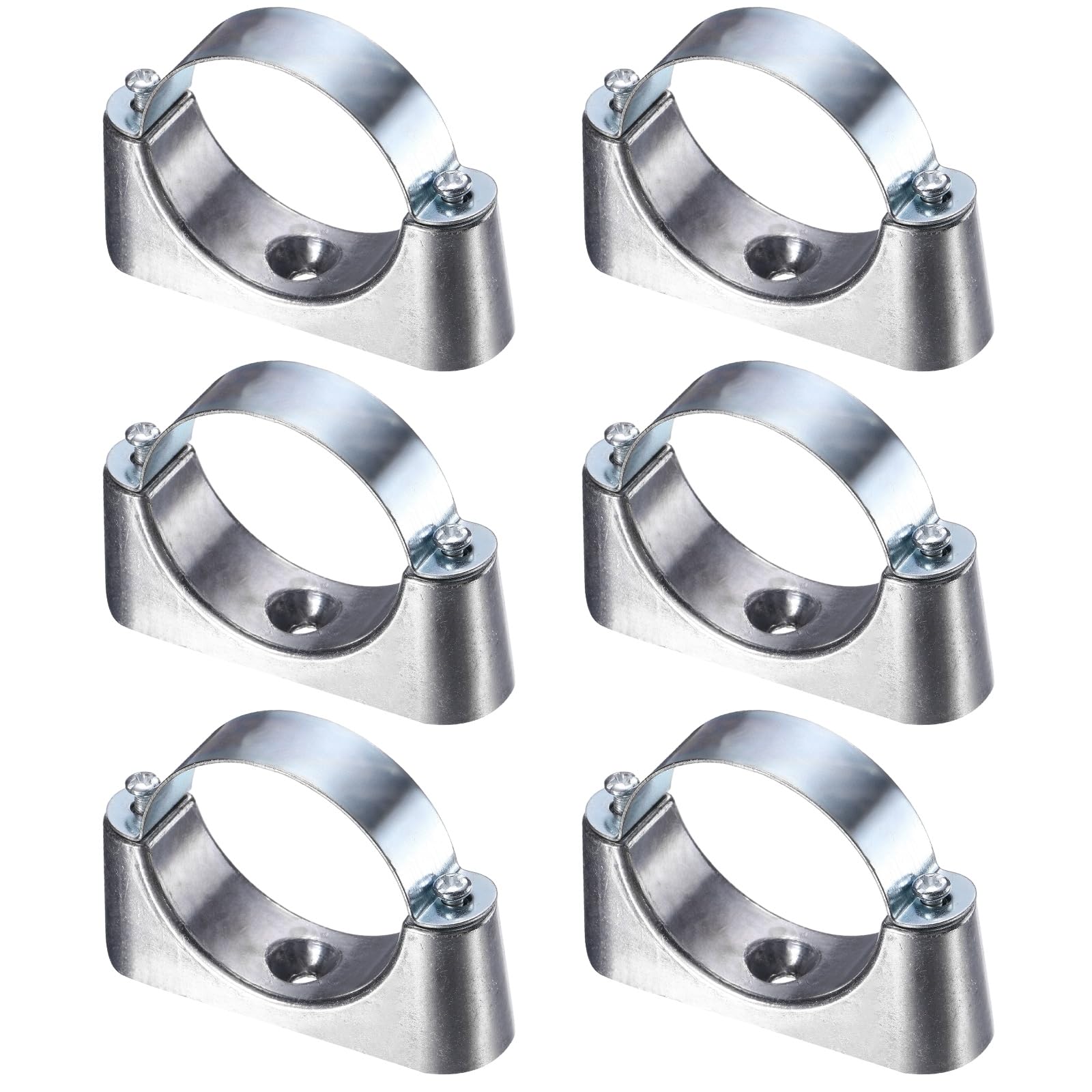 sourcing map 6Pack Pipe Support Pipe Bracket Clamp, 51mm Pipe Wall Mount Ceiling Mount Rigid Straps Carbon Steel Bracket Holder for Metal Tube