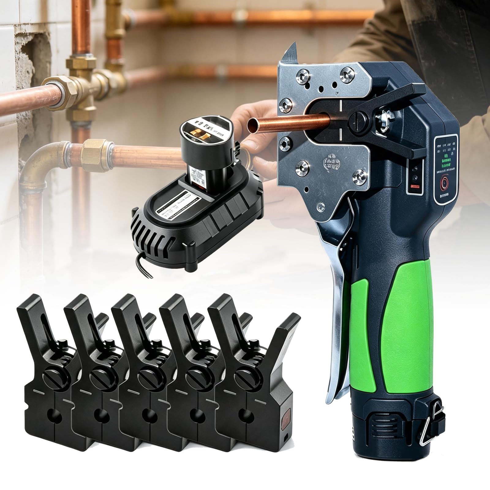 Abocardador Tubos Inalámbrico Luz LED Mantenimiento Sis-tema Kit 5fixtures