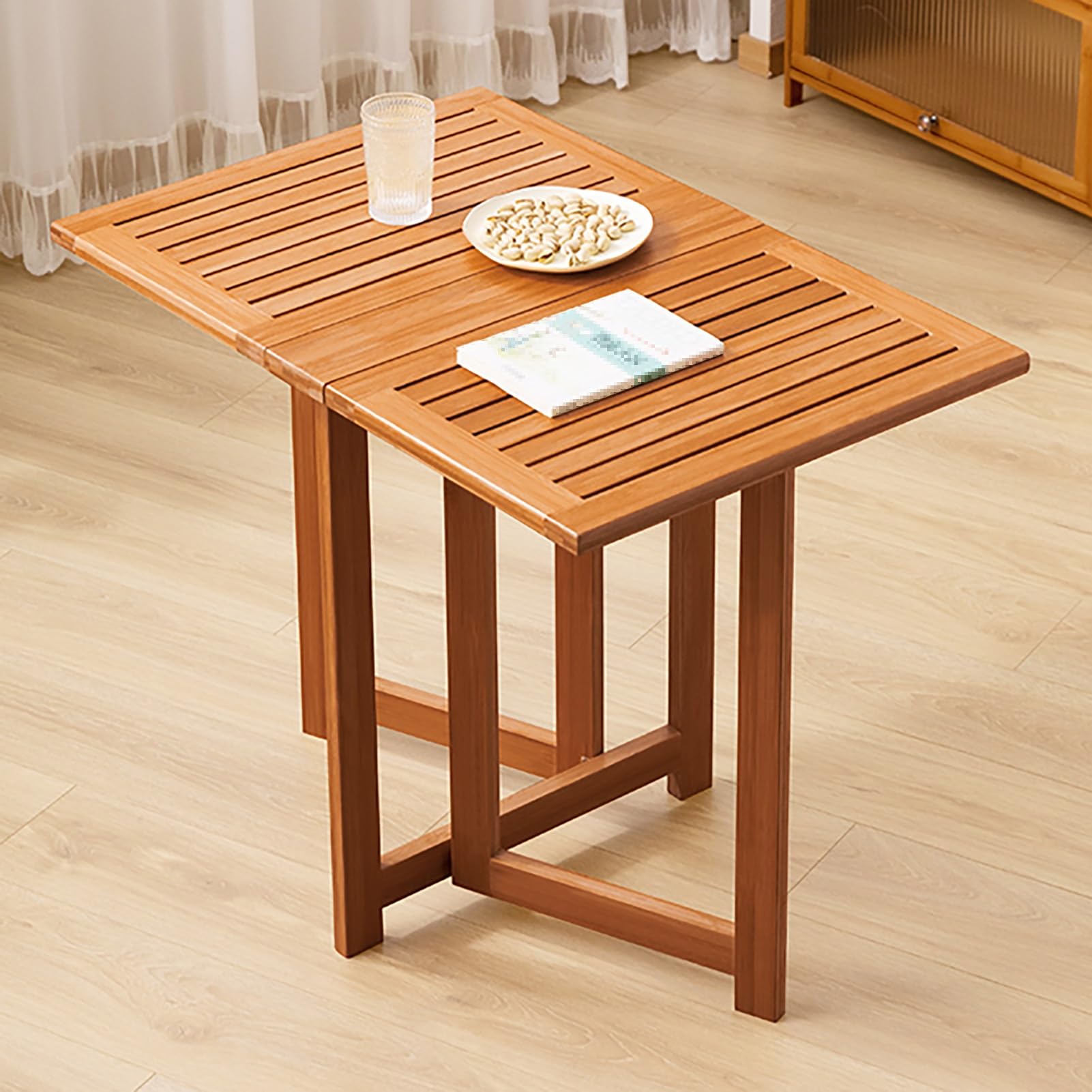 Table à manger rectangulaire pliable 120cm marron pour la cuisine