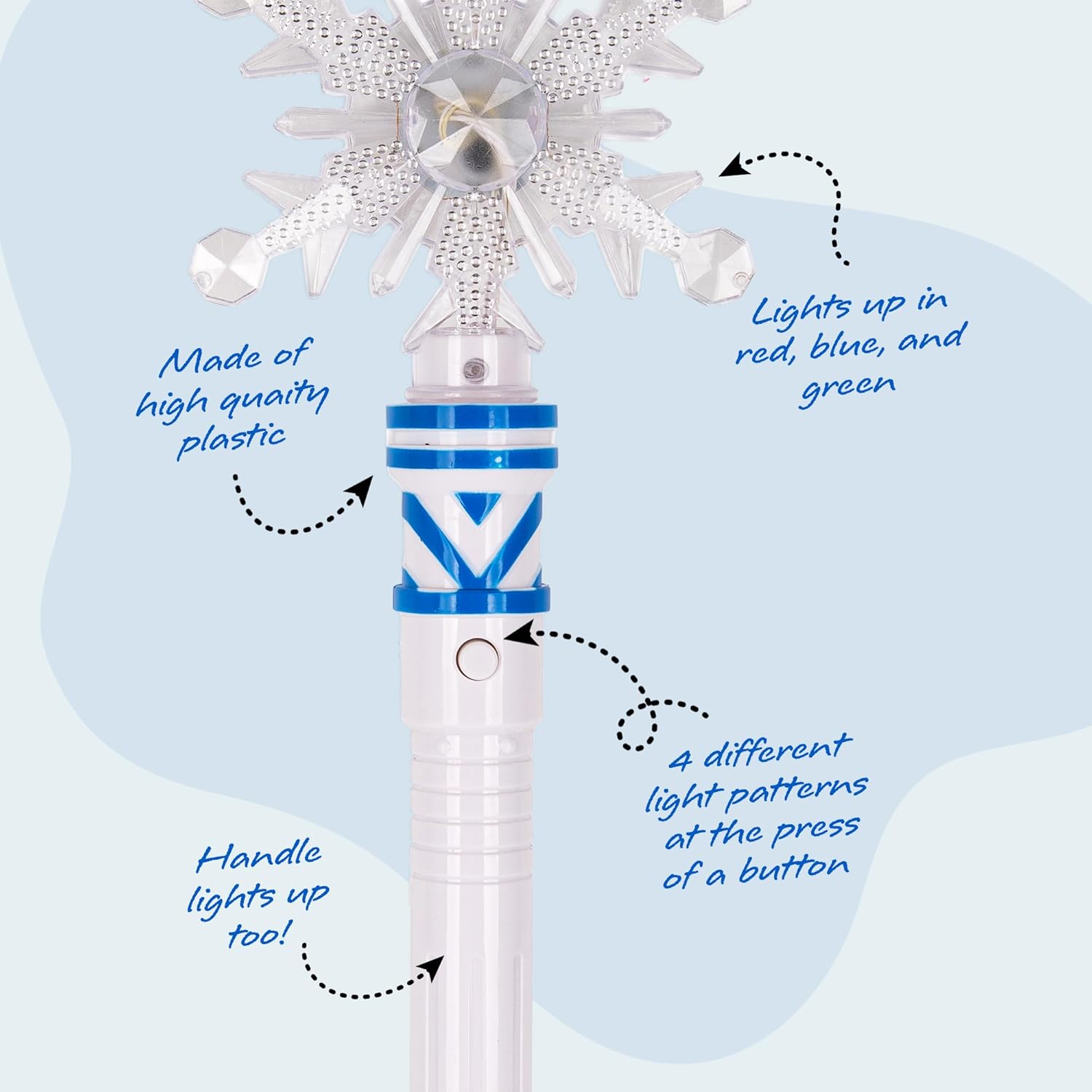 ArtCreativity Frozen Light Up Snowflake Wand for Kids – 4 Flashing Modes and Multiple LED Colors - Ice Princess Magic Wand Light Up Toy - Snowflake Winter Princess Gifts for Girls - Image 3