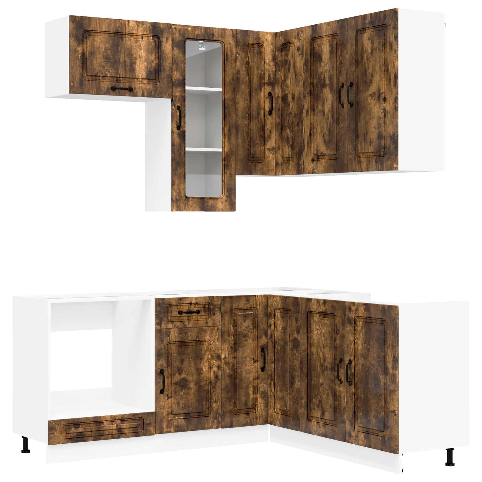 KALMAR Unità Cucina 8 Pezzi Rovere Fumo Legno Ingegnerizzato