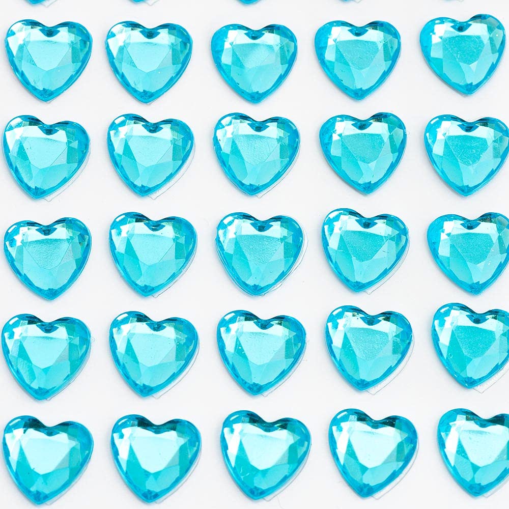 Italian Options Turquoise - 10Mm Heart Self Adhesive Stick On Gems (50 Pcs)