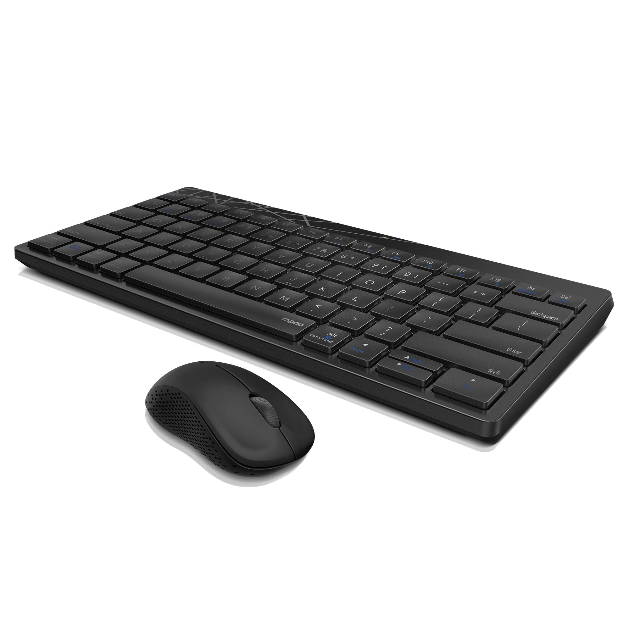 Rapoo 8000M Zestaw akcesoriów do Komputera, Klawiatura i Mysz Bezprzewodowa, Multi - Mode, Bezprzewodowy, Wireless, USB, 2,4 GHz, Bluetooth, Klawisze multimedialne, 1300 DPI, Czarny
