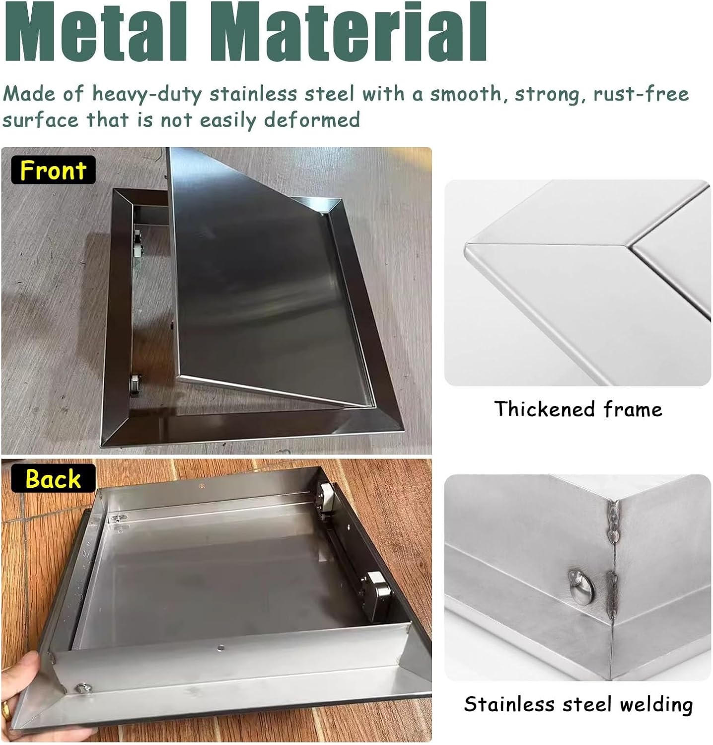 24"x24" 20"x24" 18"x22" 16"x24" 12"x12" Access Panel Door for Crawl Space, Magnetic Plumbing Access Hatch Stainless Steel, Push-to-Lock Revision Door(450x600mm/18x24in)