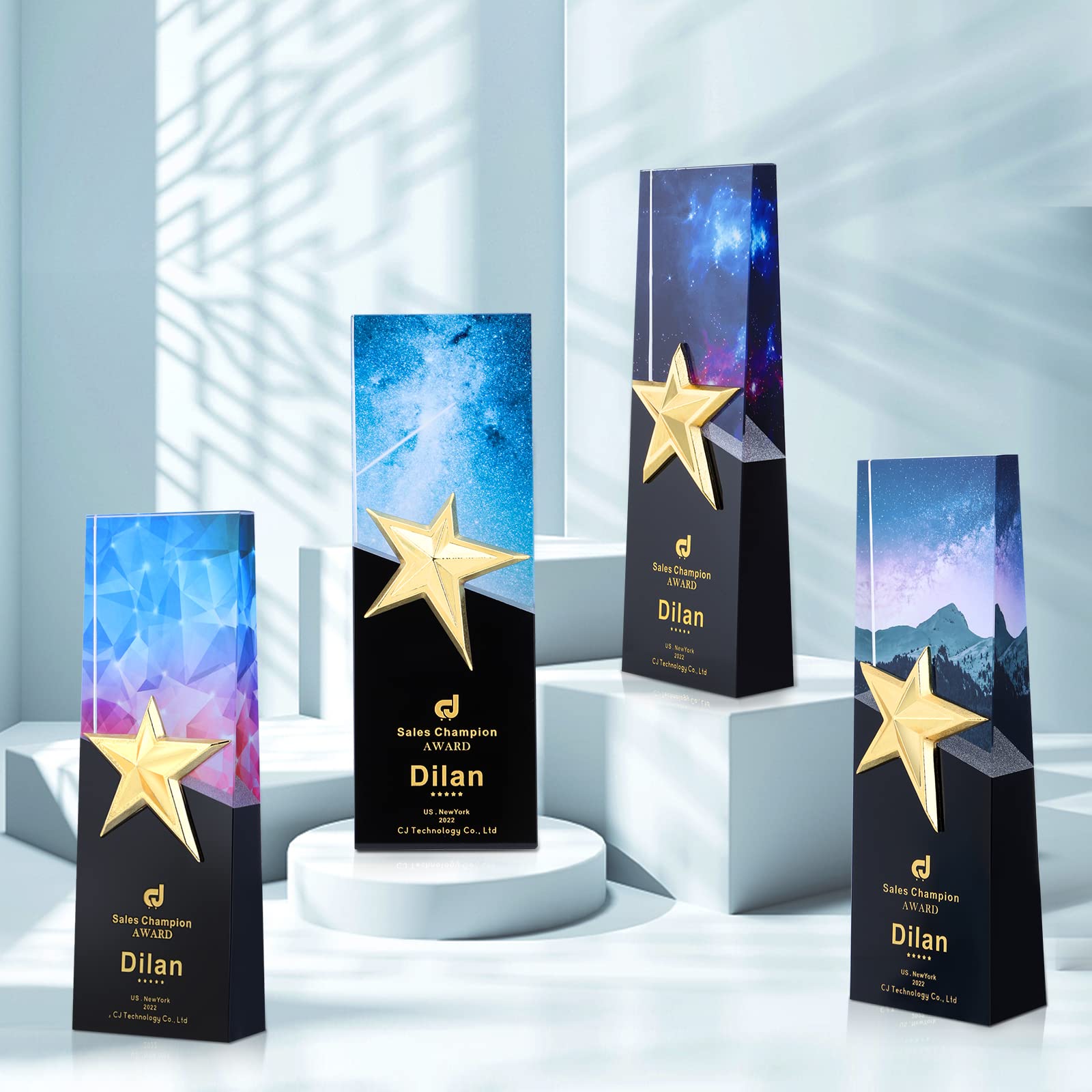 Personalized Custom Trophies Award Engraved Crystal Oscar Trophy for Employees Students Sports Company Annual Meeting Praise Pastor Appreciation Gifts Ideas Champions League Trophy Plaque