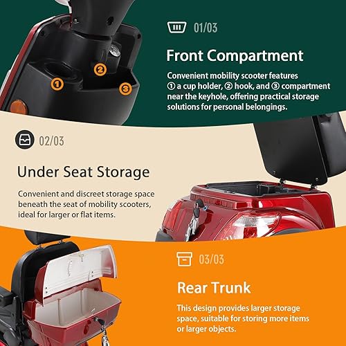 Miniatura 4 de Patinetes de movilidad para personas mayores y adultos, capacidad de 500 libras, carrito de movilidad eléctrico todo terreno de 800 W, scooter de