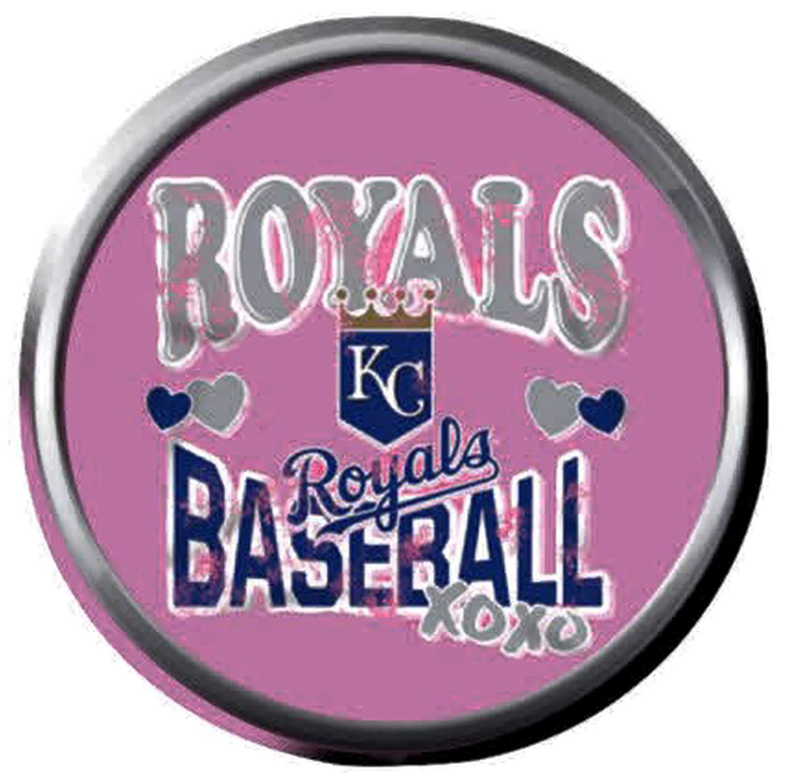 Royals Baseball Pink Kansas City Royals Logo KC MLB 18MM - 20MM Snap Jewelry Charm