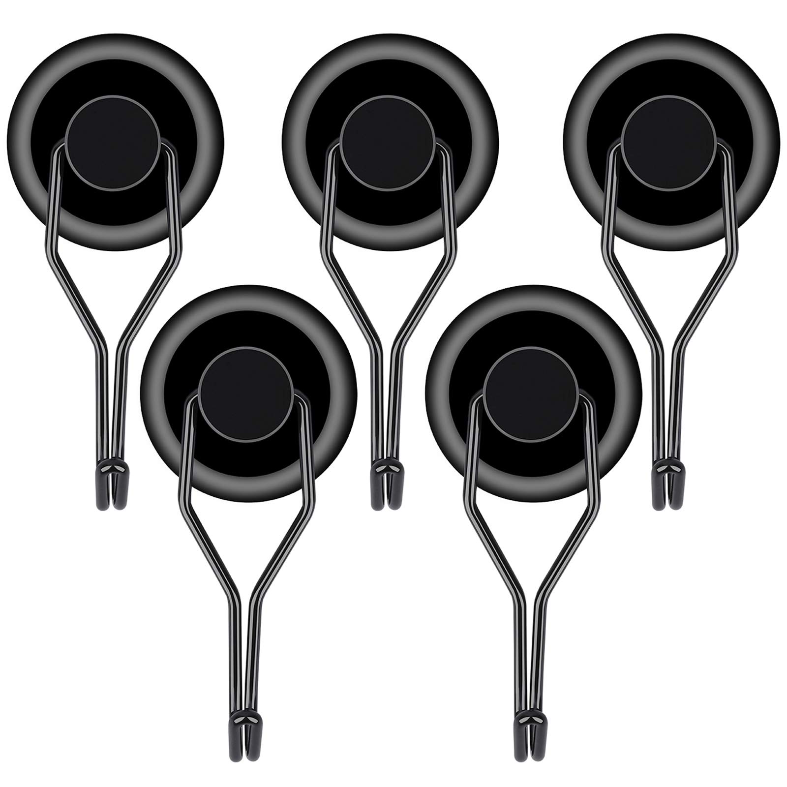 EVISWIY 100LBS Magnetic Hooks Heavy Duty Black for Refrigerator Hanging BBQ Grill Tools Pot Holders Oven Mitts Keys Strong Magnets with Hooks Swivel Magnet Hooks 5 Pack