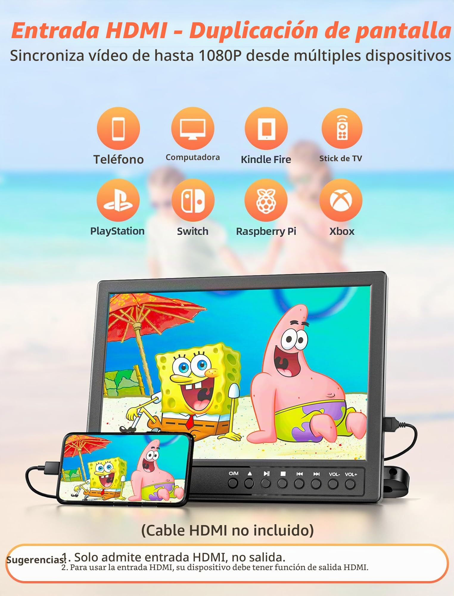 Arafuna 12.5" DVD Coche Portátil con HDMI, Reproductor de DVD para Reposacabezas con Auriculares Soporte MP4/ 1080P/ MKV/USB/SD/AVI, AV- In/out