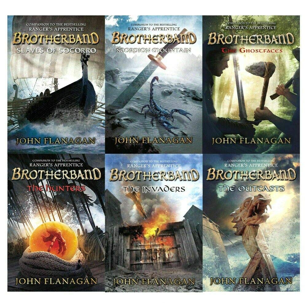 brotherband chronicles john flanagan collection 6 books set (the outcasts, the invaders, the hunters, slaves of socorro, scorpion mountain, the ghostfaces)
