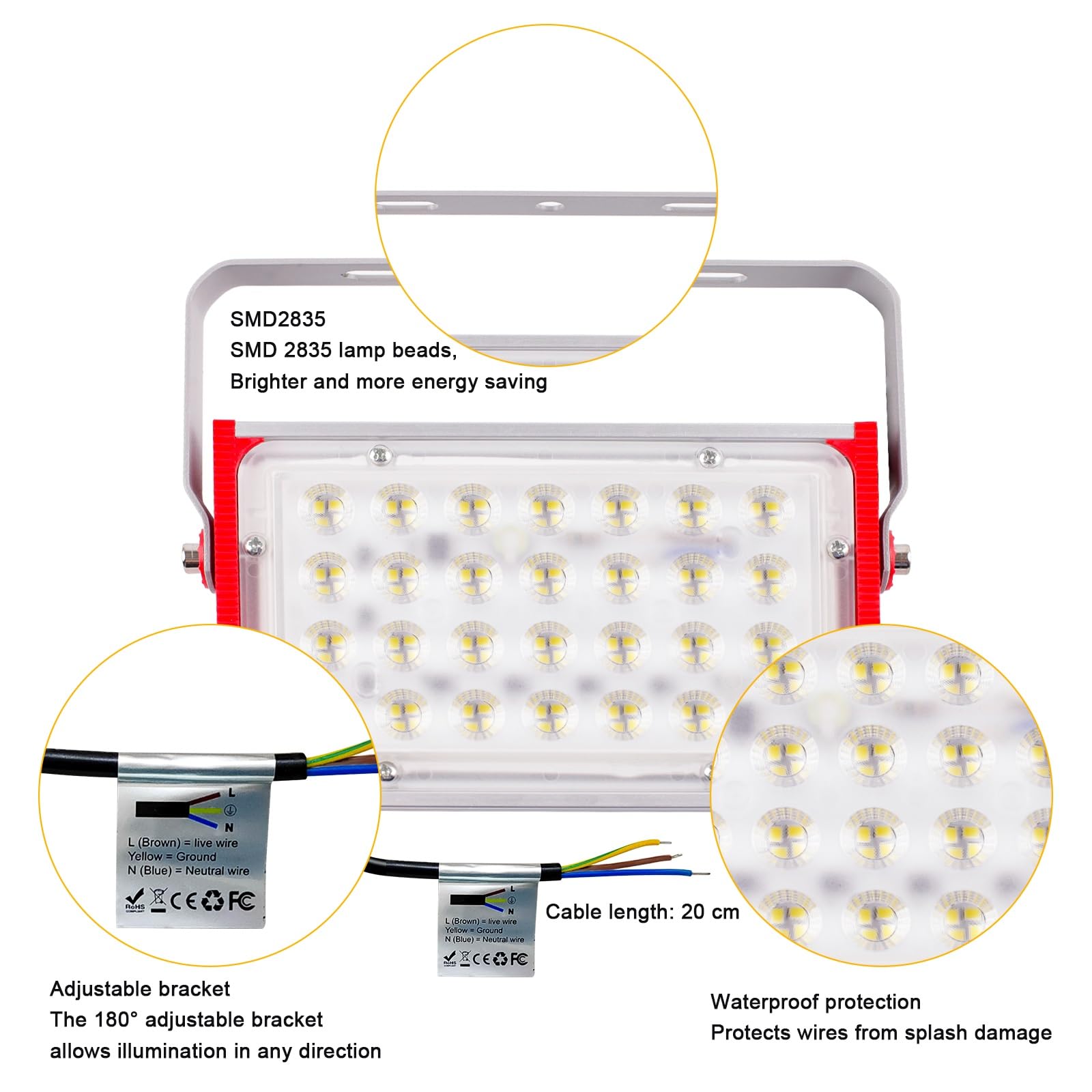 CREATESTAR Faretto Led da Esterno 10000LM 100W, Faretti Led Esterni 6500K luce bianca fredda, 2 Pezzi IP66 Impermeabile Faro Esterno per magazzino giardino garage campo sportivo cortile