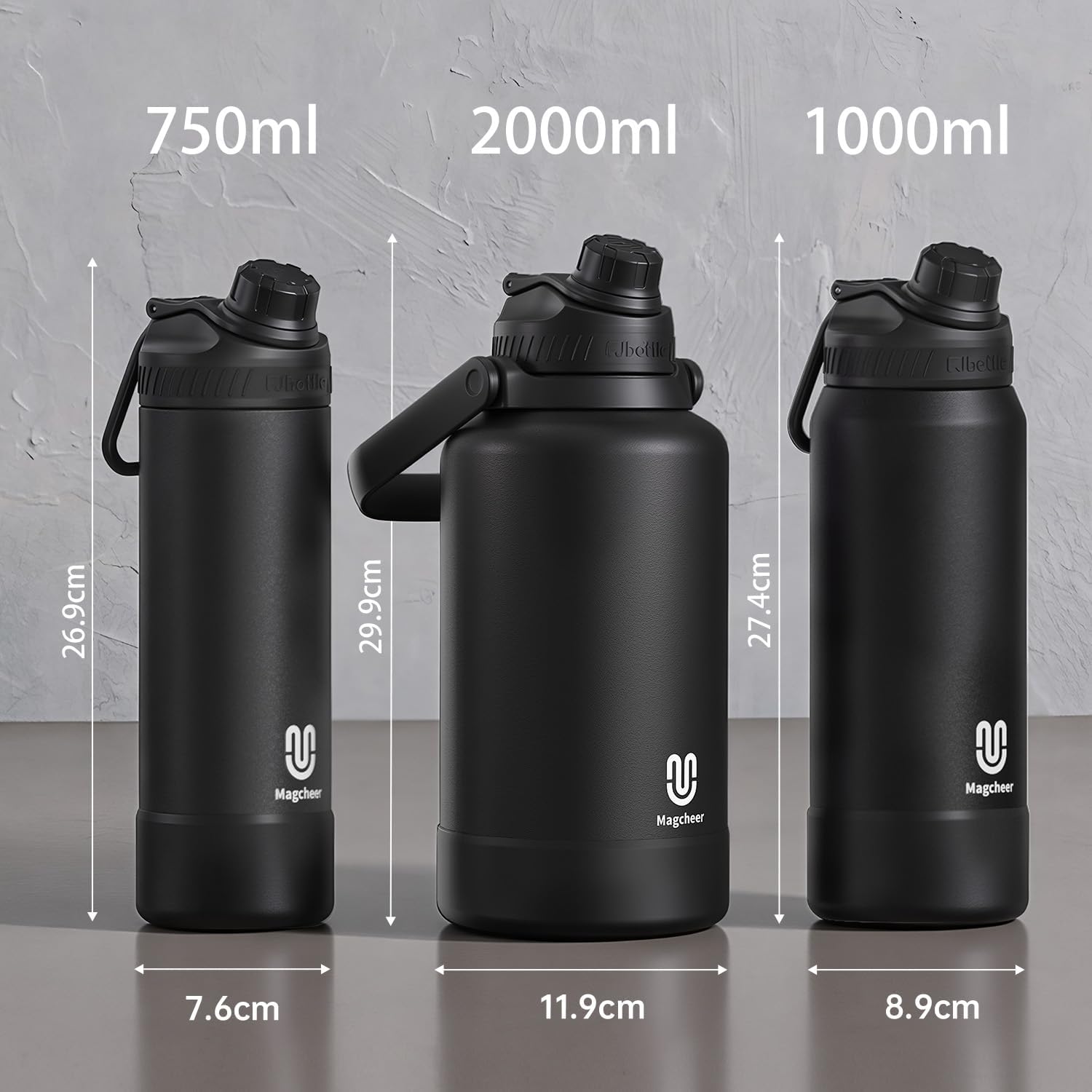 24oz Insulated Water Bottle| Double-Wall Vacuum Stainless Steel, Wide Mouth Design, Leak-Proof Reusable Bottle for Gym, Sports & Daily Hydration - Black - Image 3