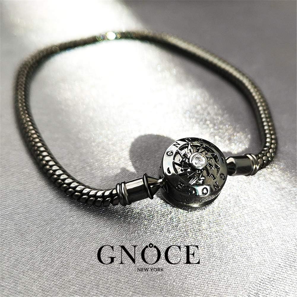 GNOCE Charms Bracelet Sterling Silver Black Plated Snake Chain With Mobula Charm Pendant Mobula Rays Flying Basic Charm Bracelet with Clasp Jewelry Gift for Women Mens