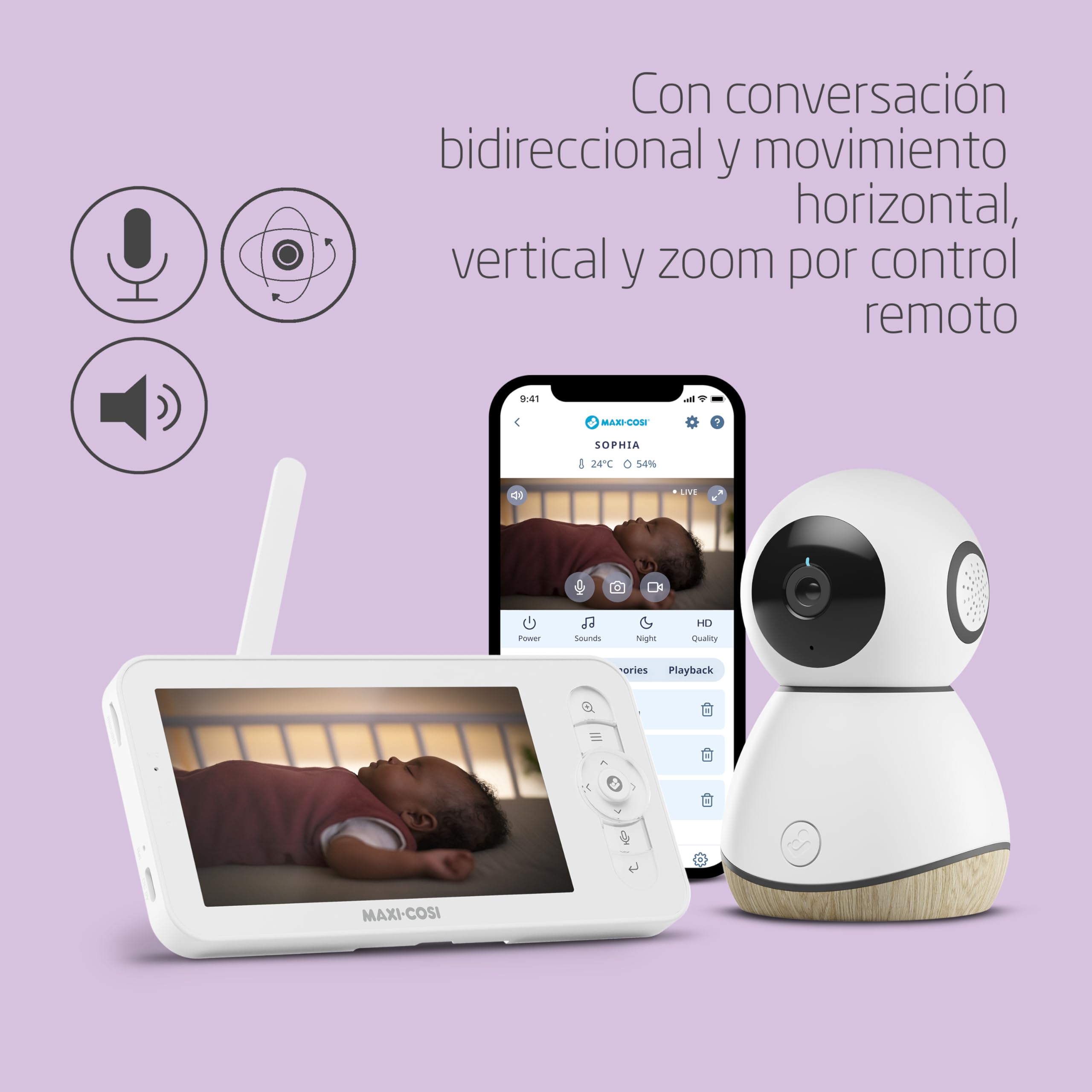Maxi-Cosi See Pro, Vigilabebés con Cámara Inteligente, Traductor de Llanto, Baby Monitor, Detección Automática de Movimiento, Vídeo Ultra HD (2K), Pantalla de 5", parte de Maxi-Cosi Connected Home