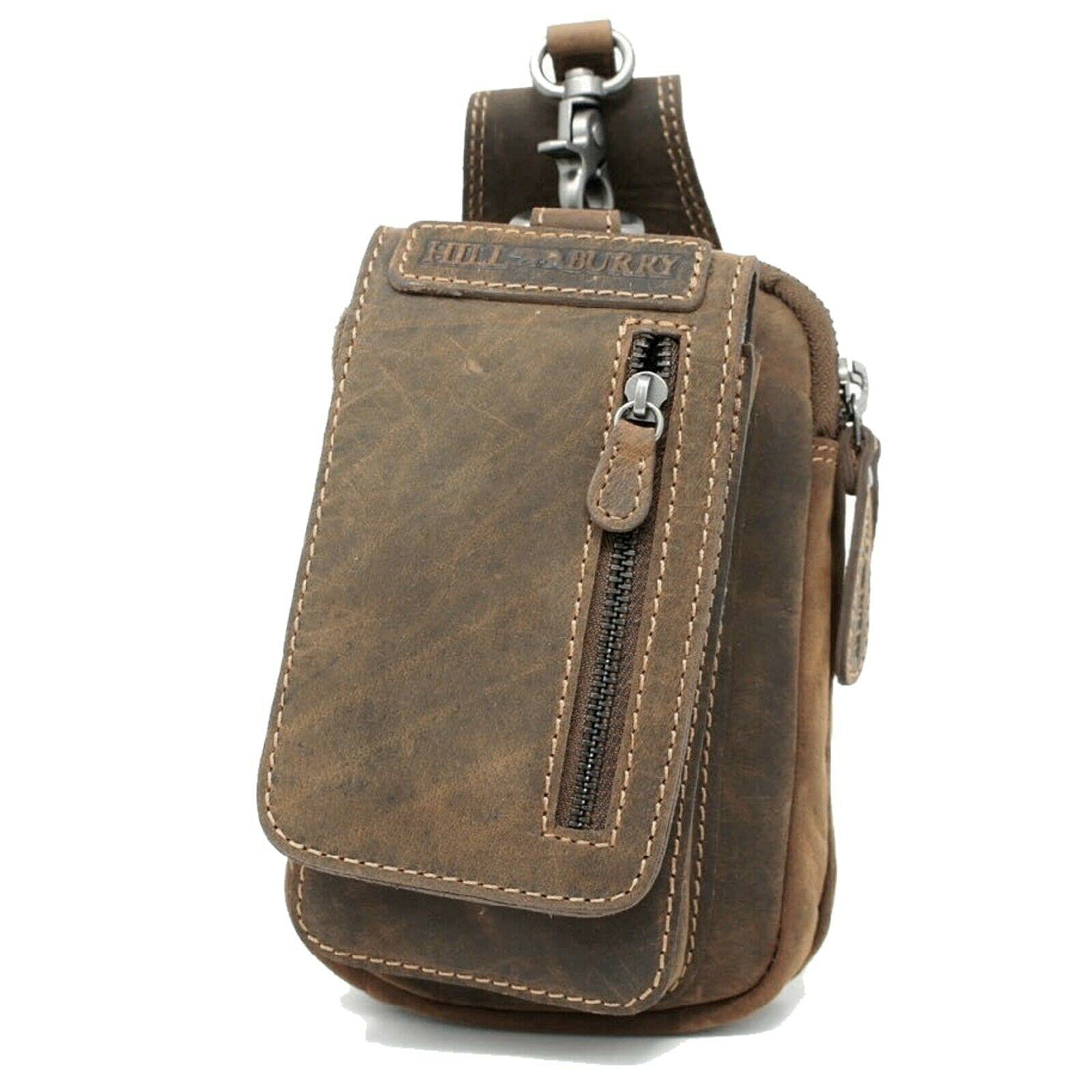 Hill Burry Bauchtasche für Herren Gürteltasche Hüfttasche Outdoor Handytasche Laufgürtel Umhängetasche Geldgürtel für Camping Wandern Fahrrad Reisen (Hill Burry Kollektion, Büffelleder 2020)