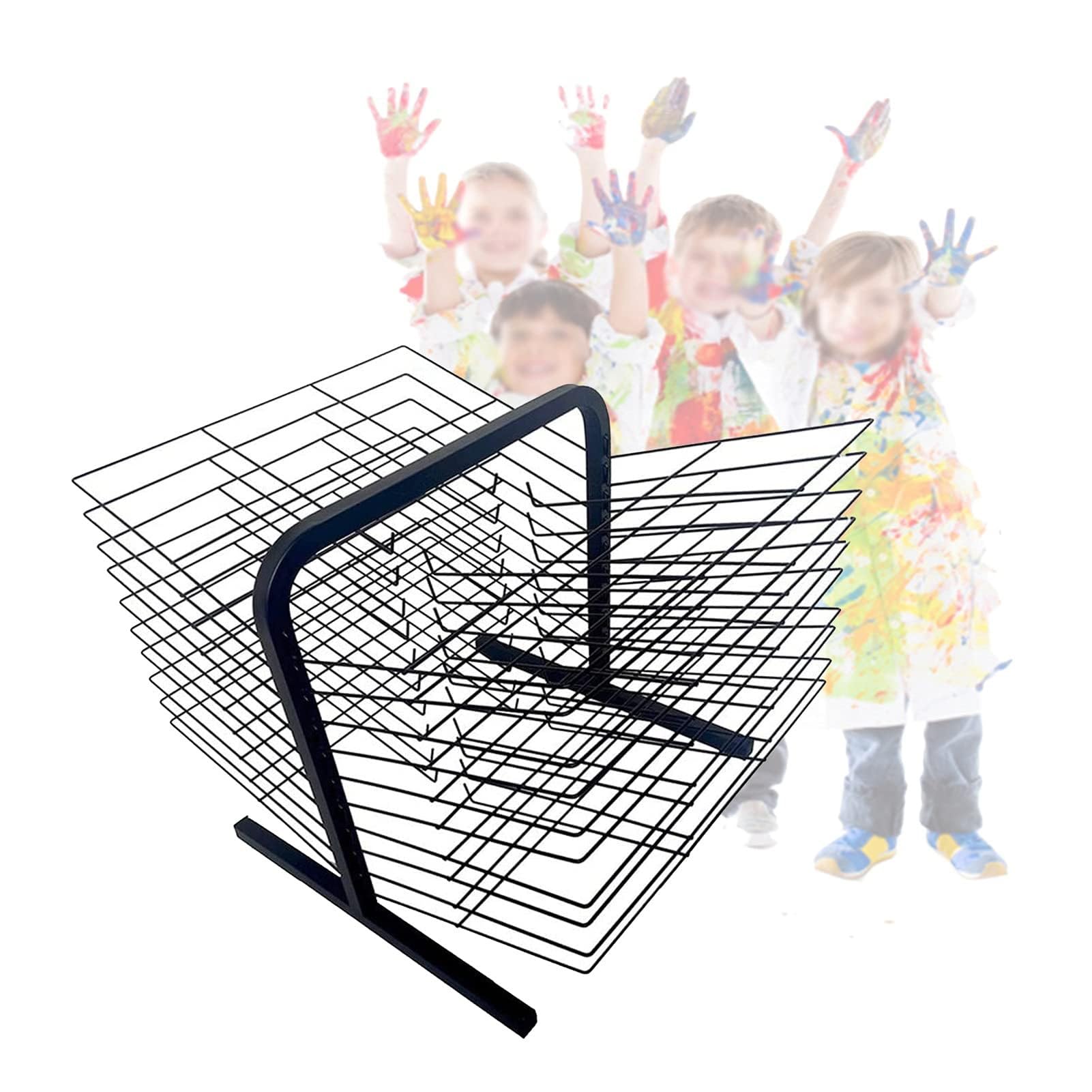 Aioneer Sided Wire Drying Shelf - Drying Rack, 20 Removable Shelves, Efficient And Organized Drying Rack Art For Students' Masterpieces, Sturdy Paint Drying Rack With Lockable Wheels,A,20 floors