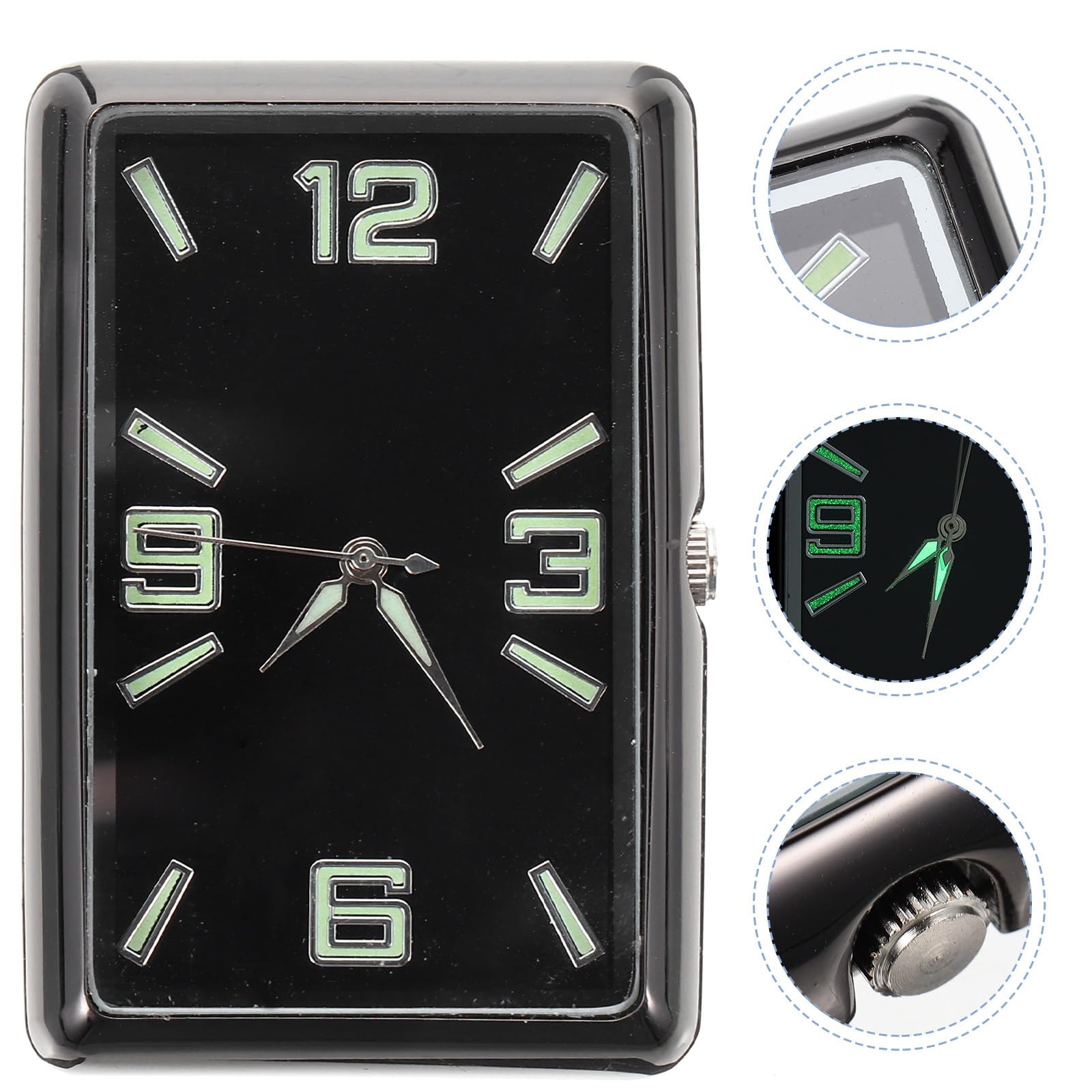 Reloj Analógico Salpicadero del Coche, Negro Cuadrado