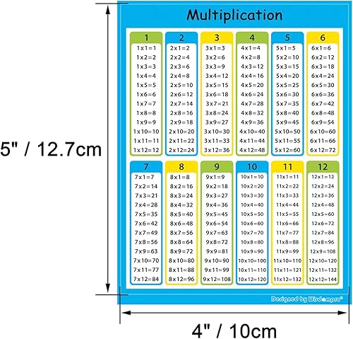 Miniatura 3 de Wisdompro Paquete de 40 calcomanías de multiplicación para niños, tabla de mesa de tiempos pequeños para escritorio de estudiantes, primaria, aula