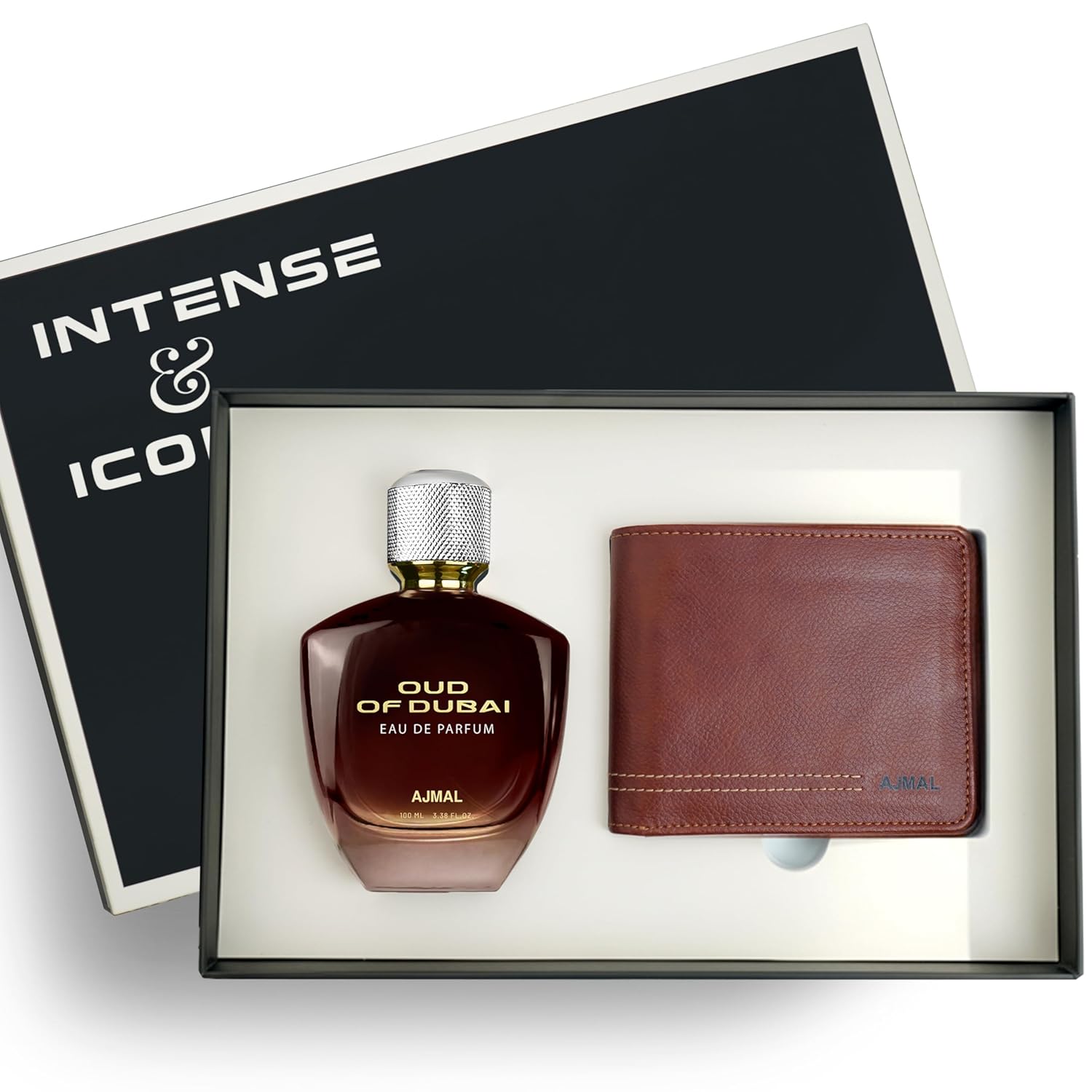 Ajmal Intense Iconic Perfume Gift Set For Men |100ml Oud Of Dubai Perfume For Men With Wallet | Luxury Long-Lasting Eau De