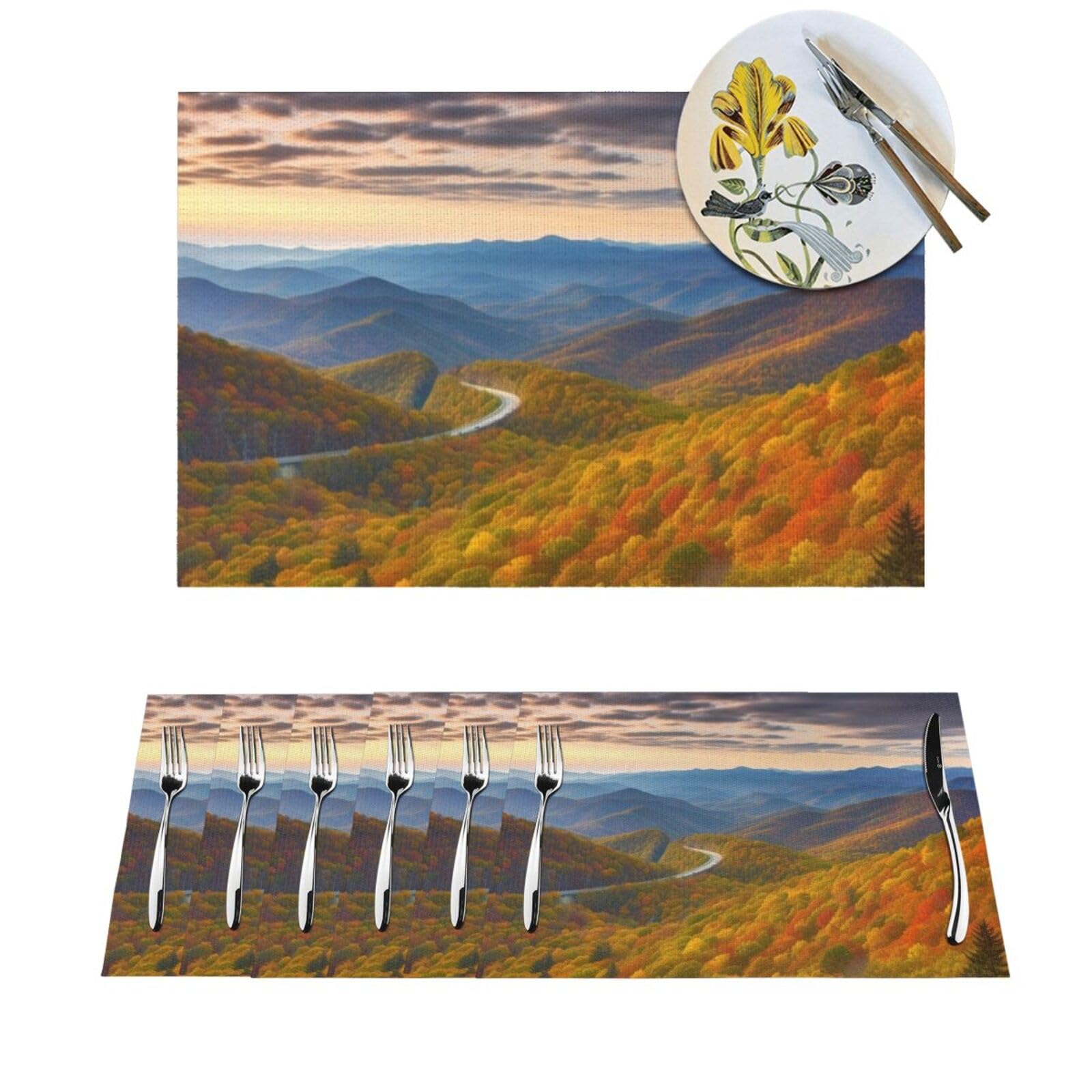Set de table bleu Ridge Parkway lot de 6 antidérapant résistant chaleur