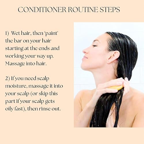 Miniatura 8 de Barra acondicionadora de hierba de limón sólida y naranja dulce, natural y orgánica, para todo tipo de cabello, incluyendo encrespamiento, sin