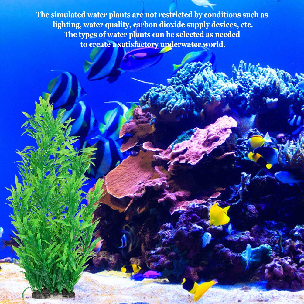 GOTOTOP 2 pièces Herbe Verte Artificielle, Simulation Herbe Verte Plante Aquatique Plantes Aquatiques pour Aquarium décor Ornement décoration sous-Marin en Plastique