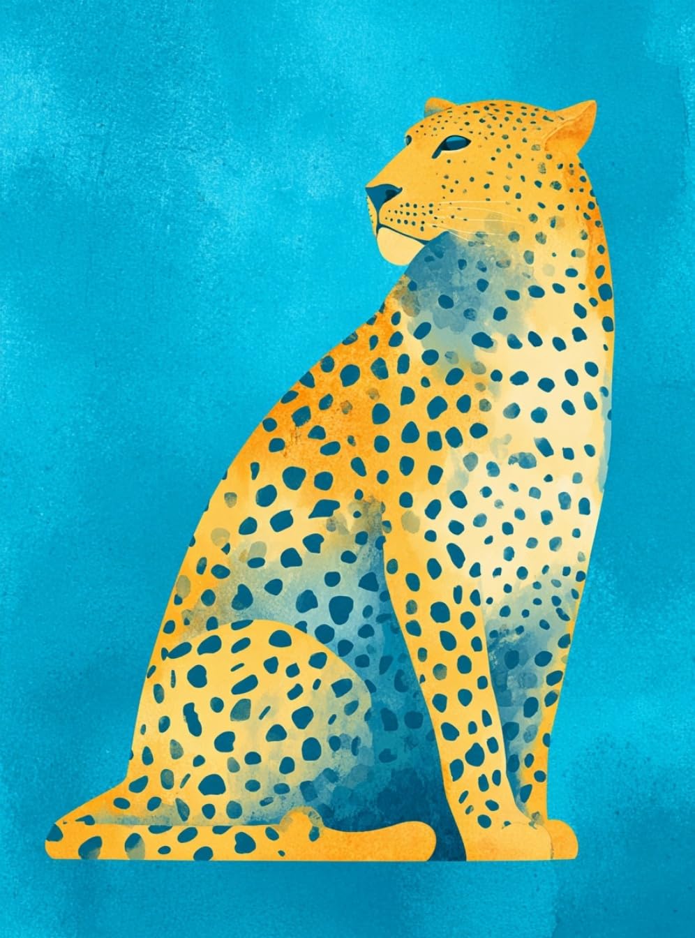 WANGWANGMIAO Paint by Numbers for Adults,40x50 cm Leopard Blue Acrylic Oil Painting by Numbers for Beginner Paints Kit with 3 Brushes Paint by Numbers Canvas Kits for Gift，with Frame