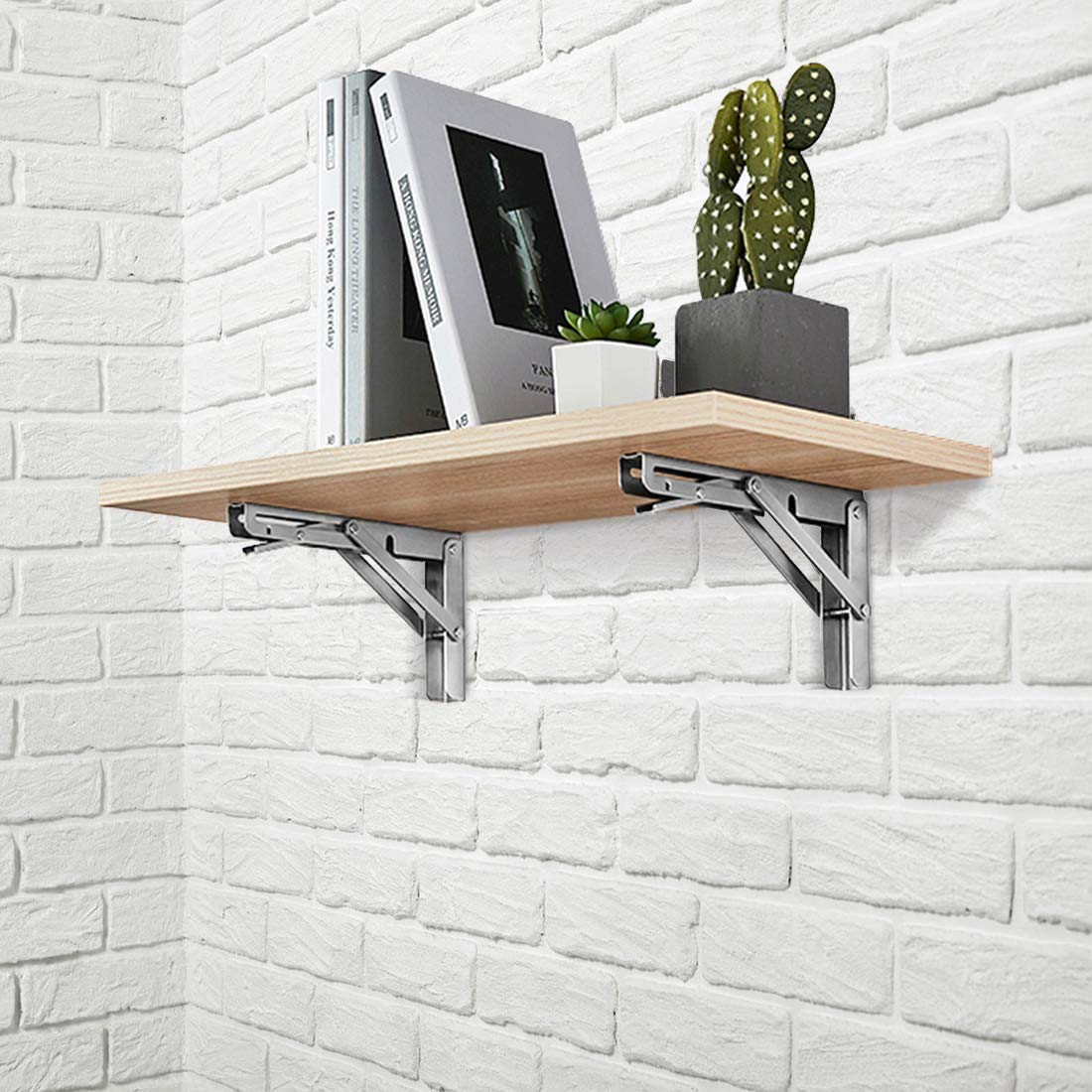 Buy 12" Folding Shelf Bracket Stainless Steel Bench Table Folding