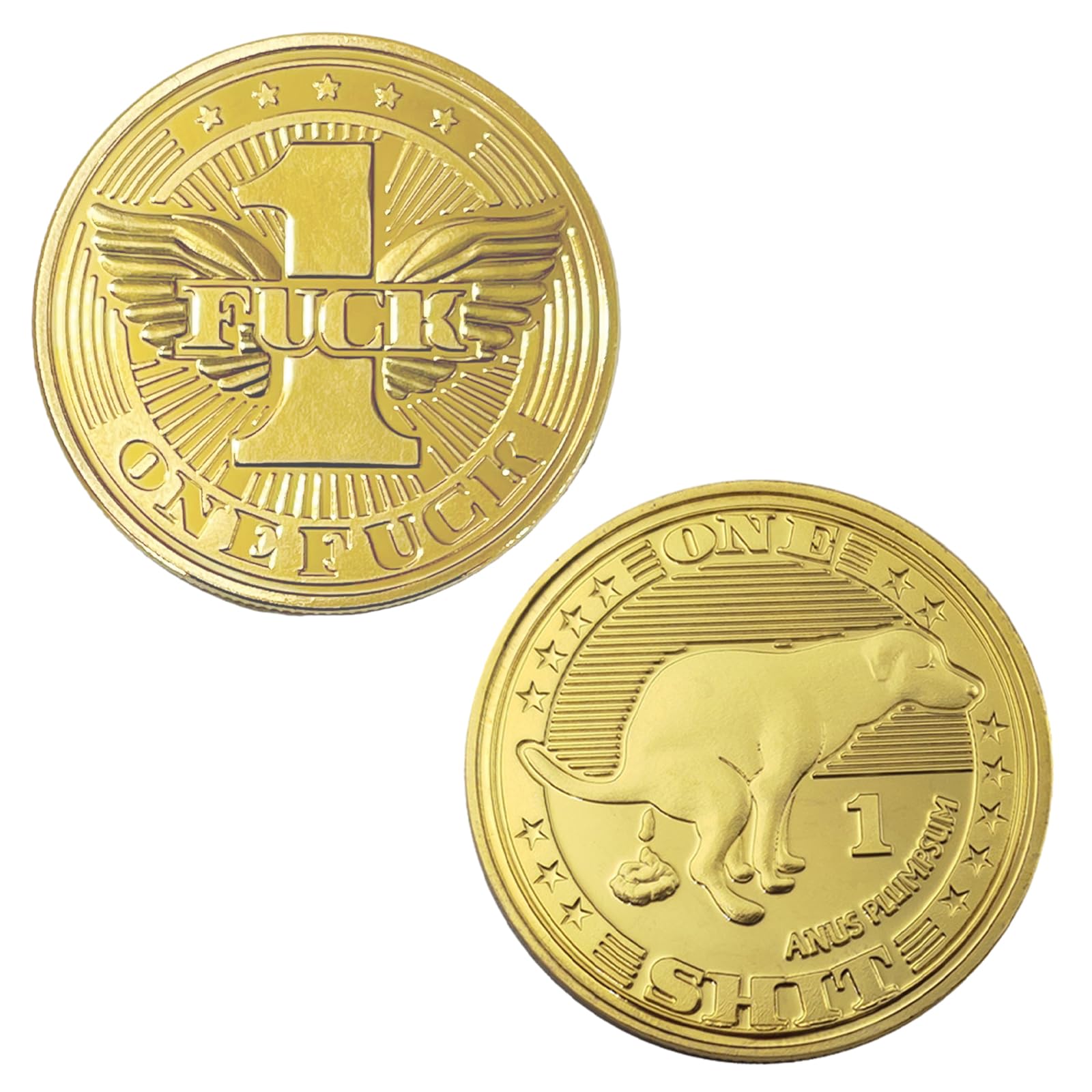 2 Piezas A Flying F**k Moneda Set Con Estuche De Plástico Transparente, Divertido Novedad Regalo Para Adultos, Dorada De Metal Moneda, Asequible Regalo De Broma Para Él/Ella/Colega/Amigos