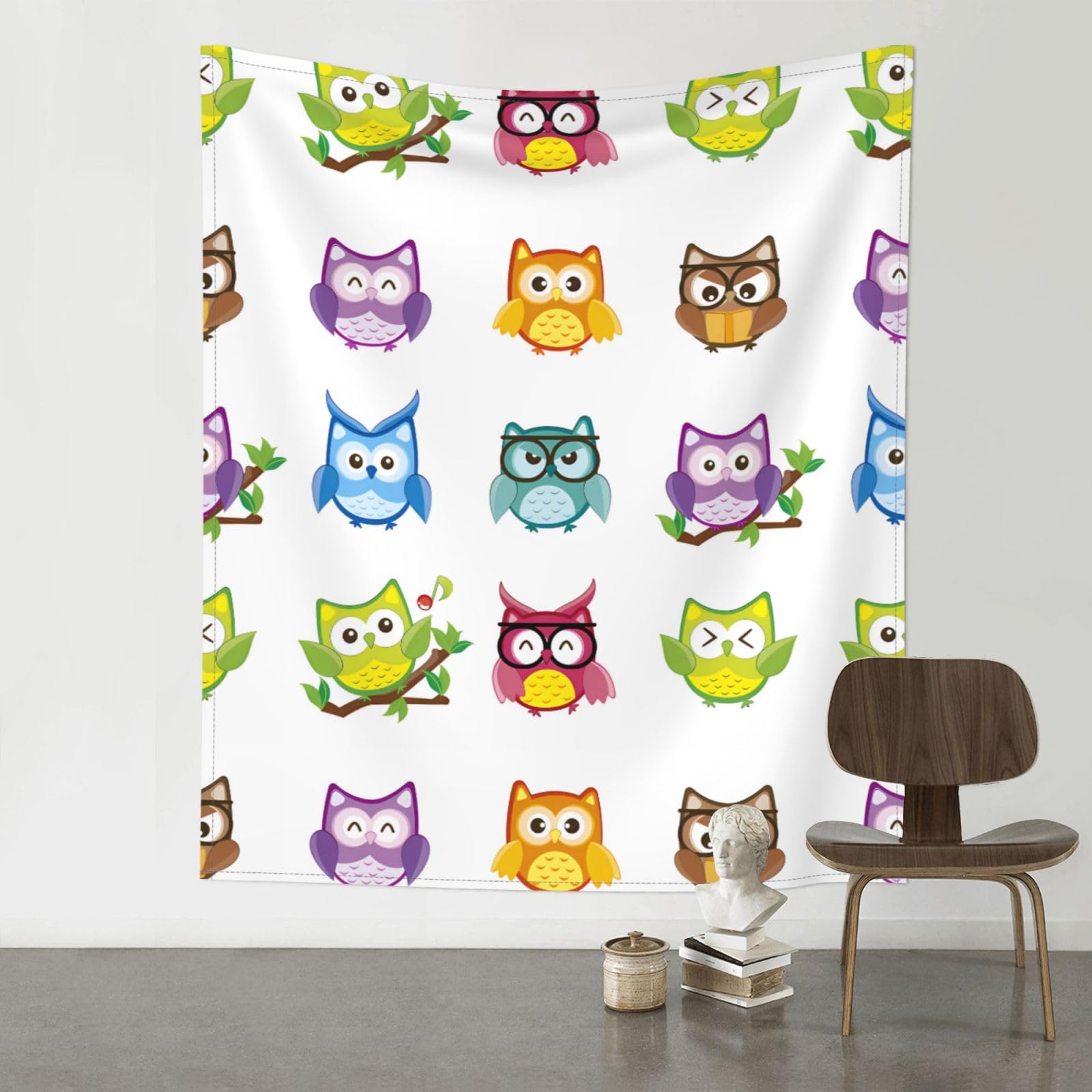 YYHHAOFA Owls Birds Prints 60x51in Wall Tapestry Boho Chic Dorm Decor & Beach Throw Blanket