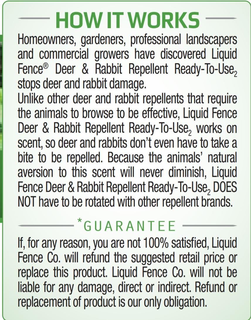 Liquid Fence Deer & Rabbit Repellent Ready-to-Use, 32-Ounce, 4-Pack