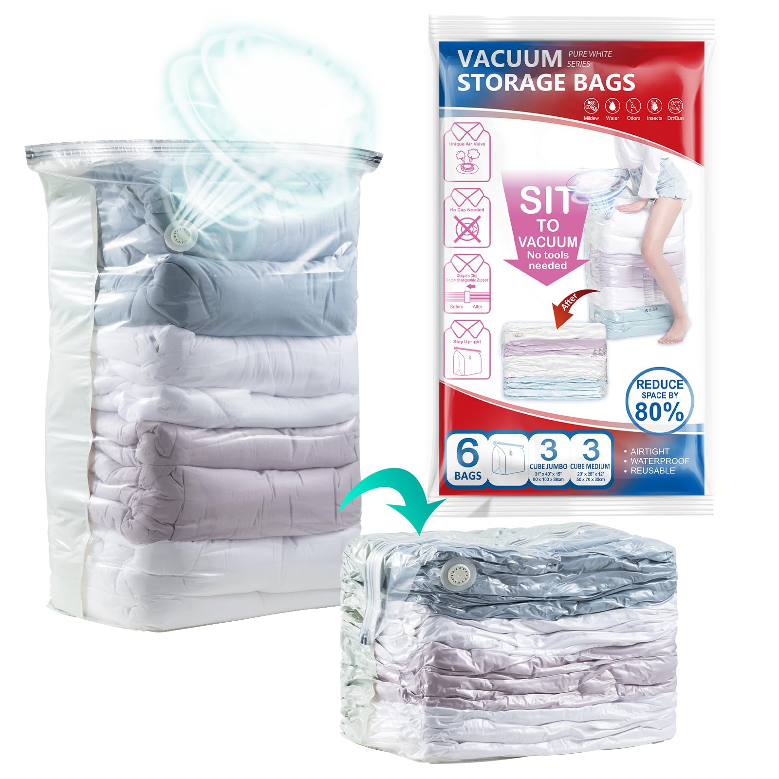 Vacuum Seal Bags For Bedding Cube Vacuum Storage Bags, Space Saver