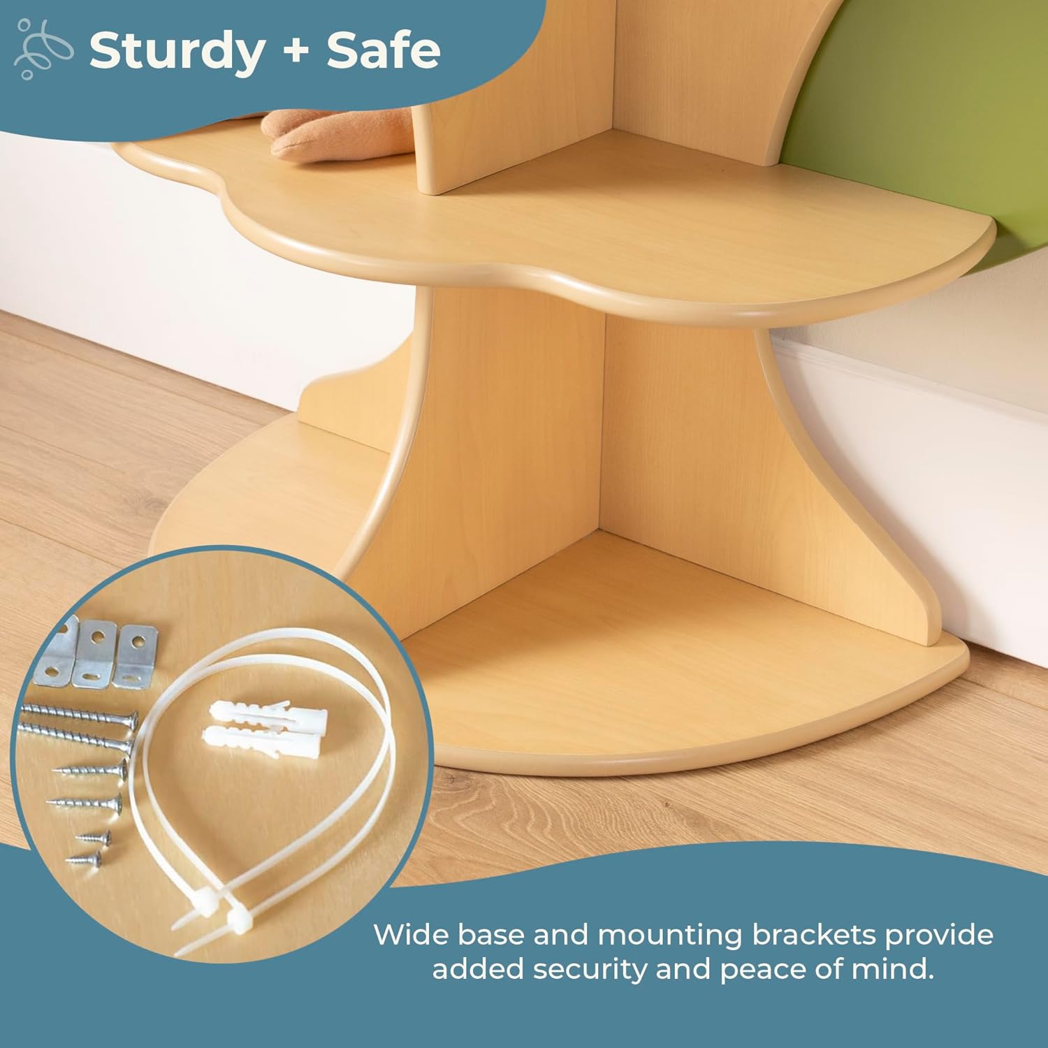 Guidecraft Kids Tree Bookshelf: Montessori Bookcase & Kids Toy Storage Organizer | Green Wooden 4 Tier Book Display | Nursery Furniture | Toddler Themed Book Shelf | Bedroom and Playroom Organizer