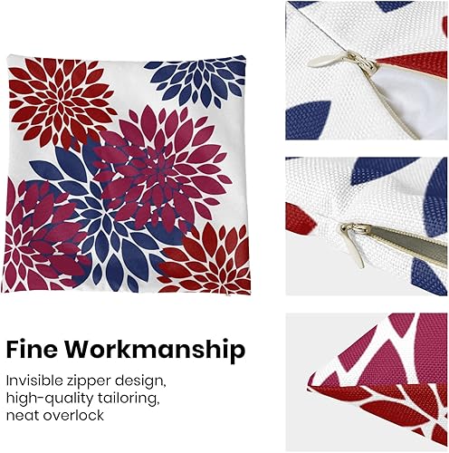 Vista 6 de Fundas de almohada de 18 x 18 pulgadas, 2 unidades, fundas decorativas modernas geométricas de dalia para sofá, decoración de flores de verano al