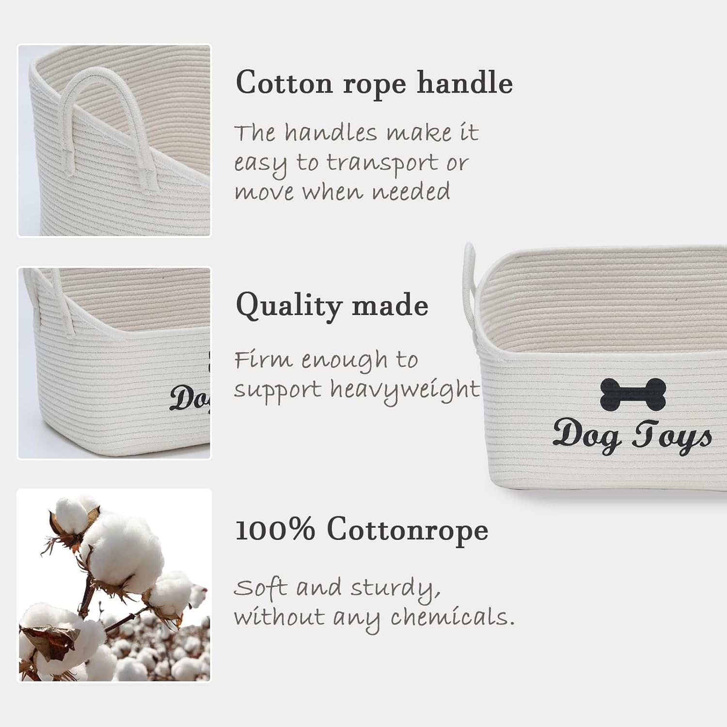 Large Dog Toy Basket-Woven Dog Toy Box for Living Room Area-Trapezoid Pet Toys Bin with Handle-Dog Organizer for Toys,Collar,Leash,Blanket -13.4''x11.8''x10.6''-Beige