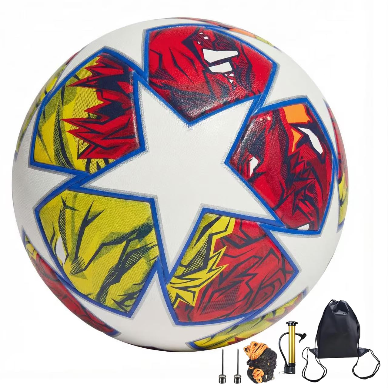Liga Fußball, Geburtstagsgeschenk Nr. 5 Fußball, nahtlose Nähte für Haltbarkeit, wasserdichtes PU-Leder, inklusive Pumpe und Ballnadel-Netz-Aufbewahrungstasche für einfaches Tragen